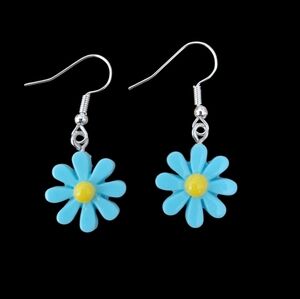 Blue Retro Flower Earrings